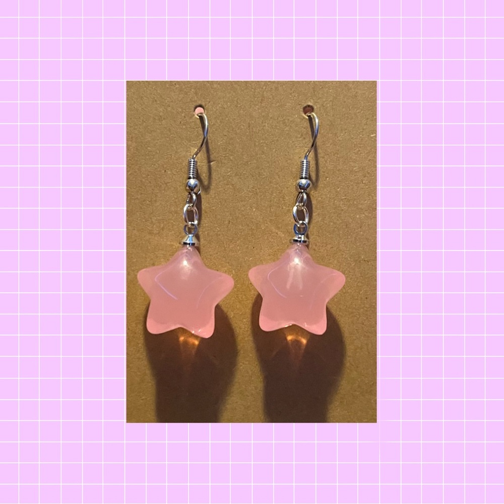 Pink star earrings